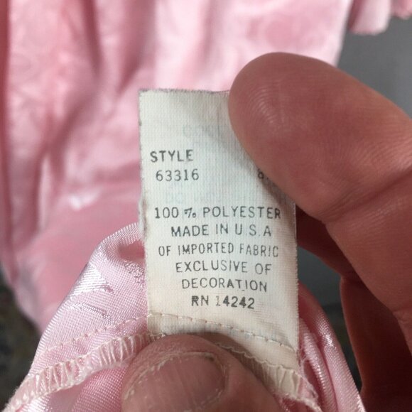 Vintage Christian Dior Robe Womens M Pink Maxi Embossed Romantic Victorian - Picture 12 of 16